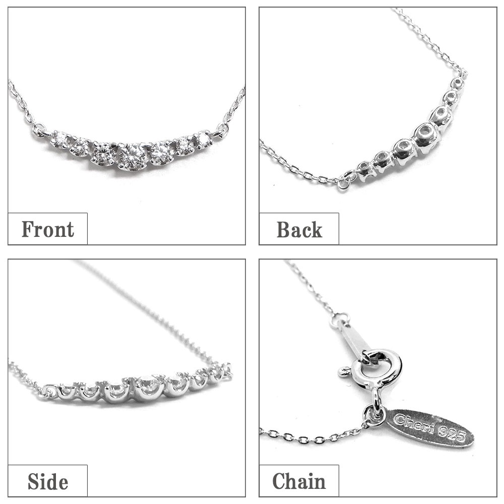 レディースネックレス 【バーネックレス】 モチーフ ペンダント キュービックジルコニア シルバー925 Cheri