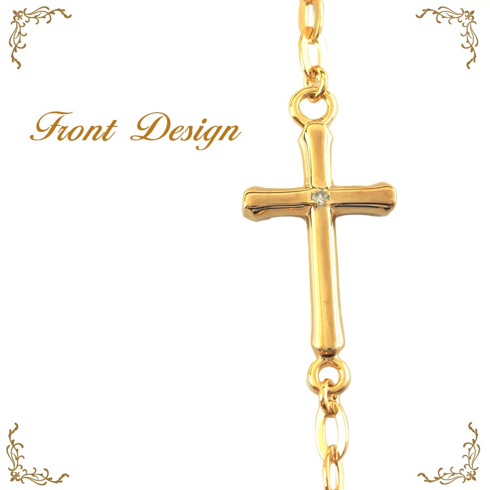 ダイヤモンド ゴールド ブレスレット【クロス(十字架)】モチーフ メンズ レディース シルバー925 ゴールドコーティング ロイヤル スタッグ ゼスト