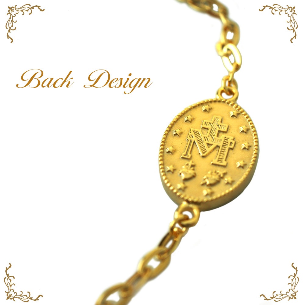 ダイヤモンド ゴールド ブレスレット【不思議のメダイ】 コイン メンズ レディース シルバー925 K23RGP ゴールドコーティング ロイヤル スタッグ ゼスト