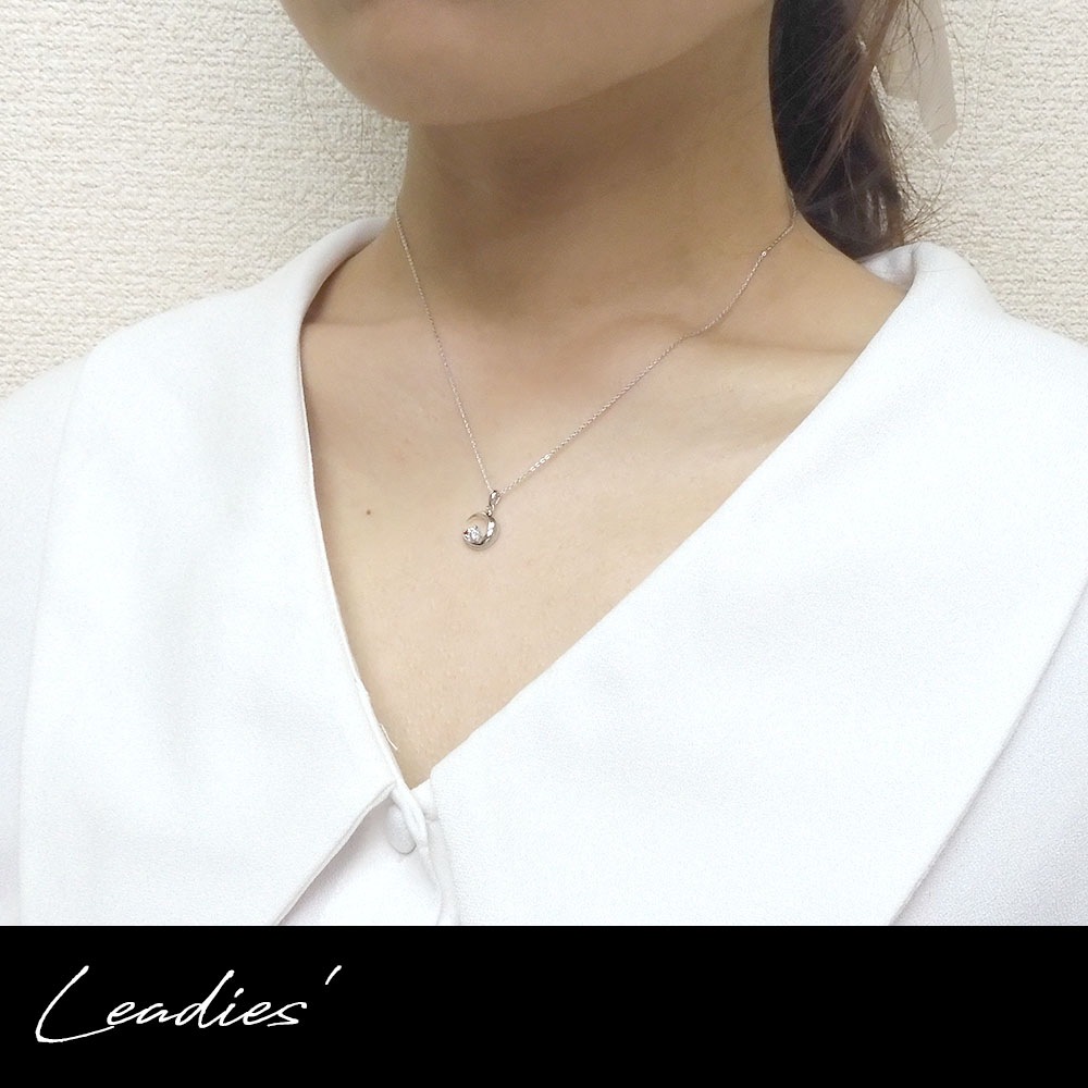 【単品】レディース ネックレス【レッドダイヤモンド】【月】 ムーンモチーフ 重なるペア close to me ペアアクセサリー