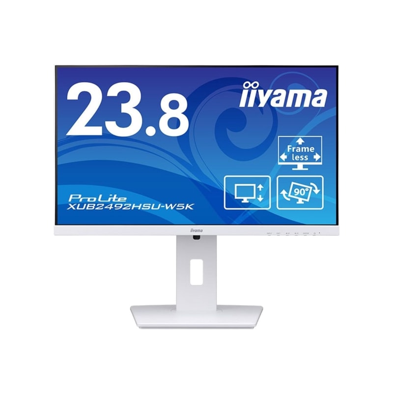 iiyama イイヤマ モニター ディスプレイ ProLite XUB2492HSU-W5K (23.8型 FHD 非光沢 DP HDMI D-sub 昇降 チルト ピボット スウィーベル 内臓スピーカー Vesa 3年間保証)ホワイト