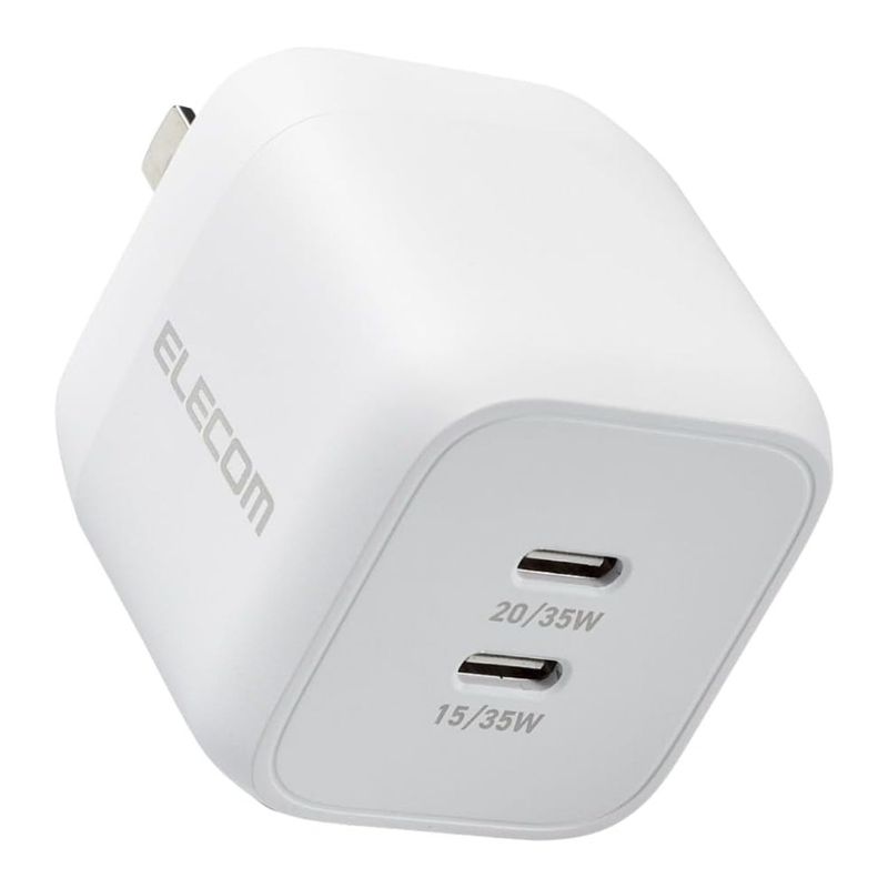 ELECOM エレコム キューブAC充電器 EC-AC4135WH ( USB Type-C 2ポート 最大35W USB Power Delivery PPS 対応 ) ホワイト