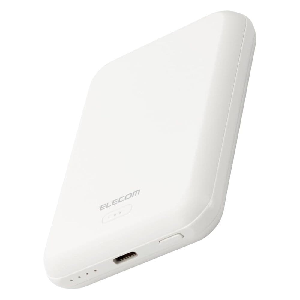 ELECOM エレコム マグネット付き ワイヤレス充電対応 モバイルバッテリー EC-C08WH ( 5000mAh 12W出力 USB-C MagSafe対応 ) ホワイト