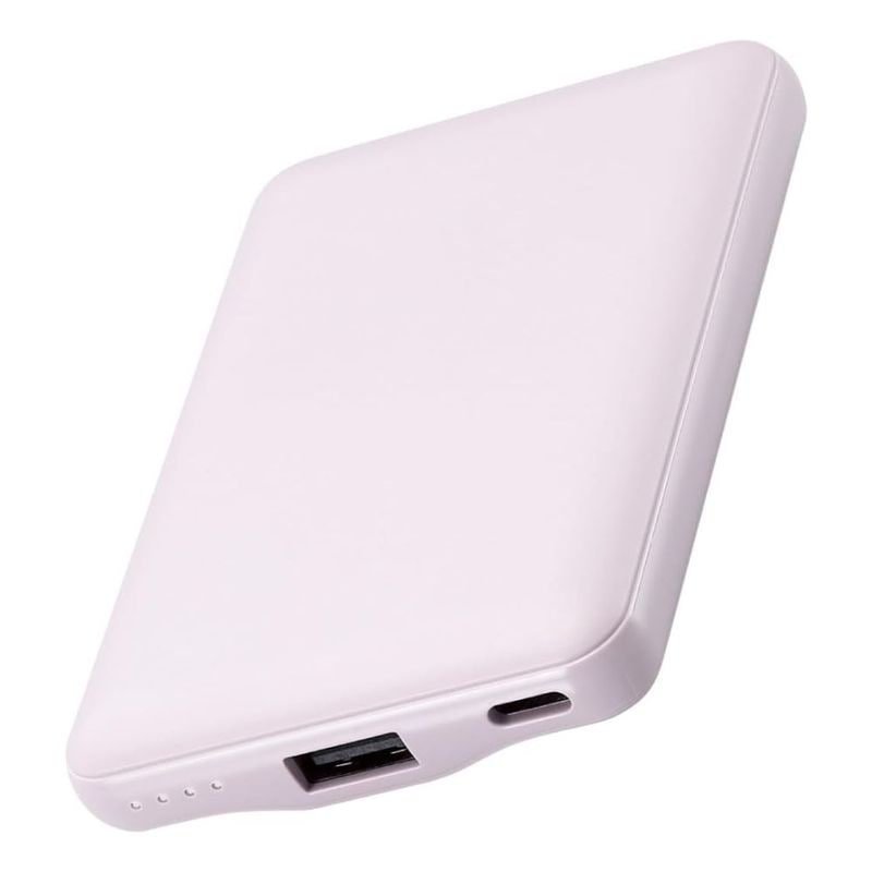ELECOM エレコム &me 薄型コンパクト モバイルバッテリー DE-C45-5000PU ( 5000mAh 15W出力 3A Type-Cｘ1 USB-Aｘ1 おまかせ充電 ) ラベンダー