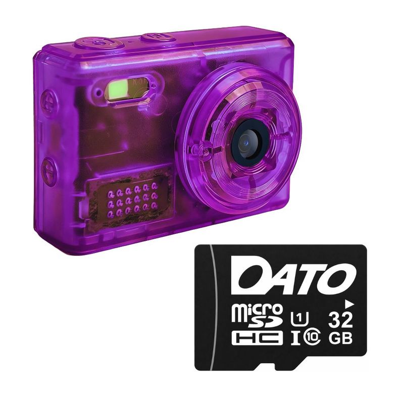 SAC CONNECT MINIカメラ SMC01-TPRMSD32 ( 32GB microSDカードつき 約100万画素 CMOSセンサー 固定焦点 0.96インチ液晶画面 動画撮影 レトロモード 小型デジタルカメラ) クリアパープル