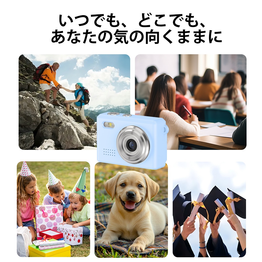 SAC CONNECT MINIカメラ SMC01-BL	( 約100万画素 CMOSセンサー 固定焦点 0.96インチ液晶画面 microSD対応 動画撮影 レトロモード 小型デジタルカメラ) ブルー