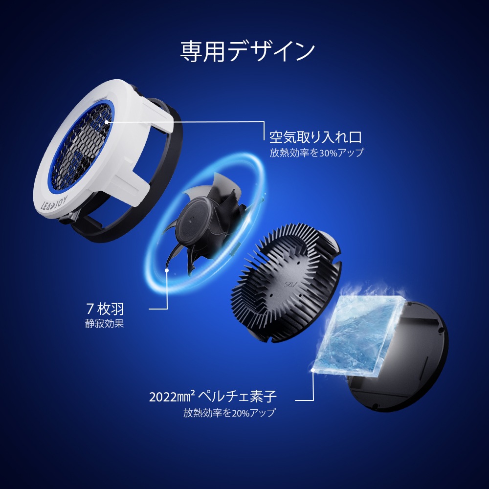 Lead Joy リードジョイ LeadJoy Hurricane スマートフォン タブレット用 ベルチェ仕様 ファンクーラー 冷却 電子冷熱 ( 風量調整  ペルチェ素子 マグネット式 )