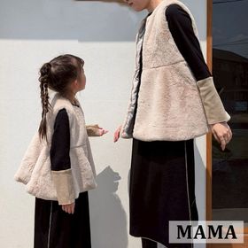 (オーダー)No.MC13ママ 娘お揃い可愛ブラウン　スカートセット オーダー)No.MC13ママ 娘お揃い可愛ブラウン スカートセット