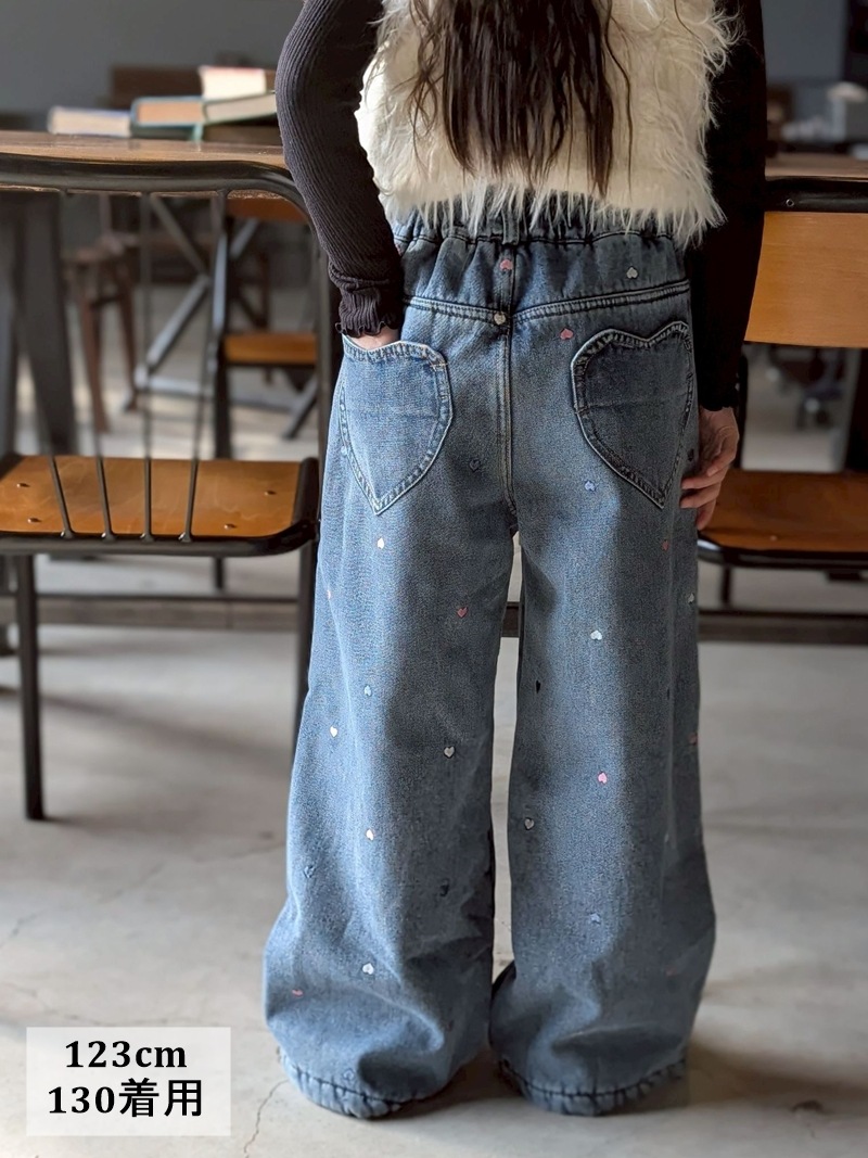 ミニハート刺繍 デニム（裏起毛） | キッズ,女の子,ボトムス | Laulea