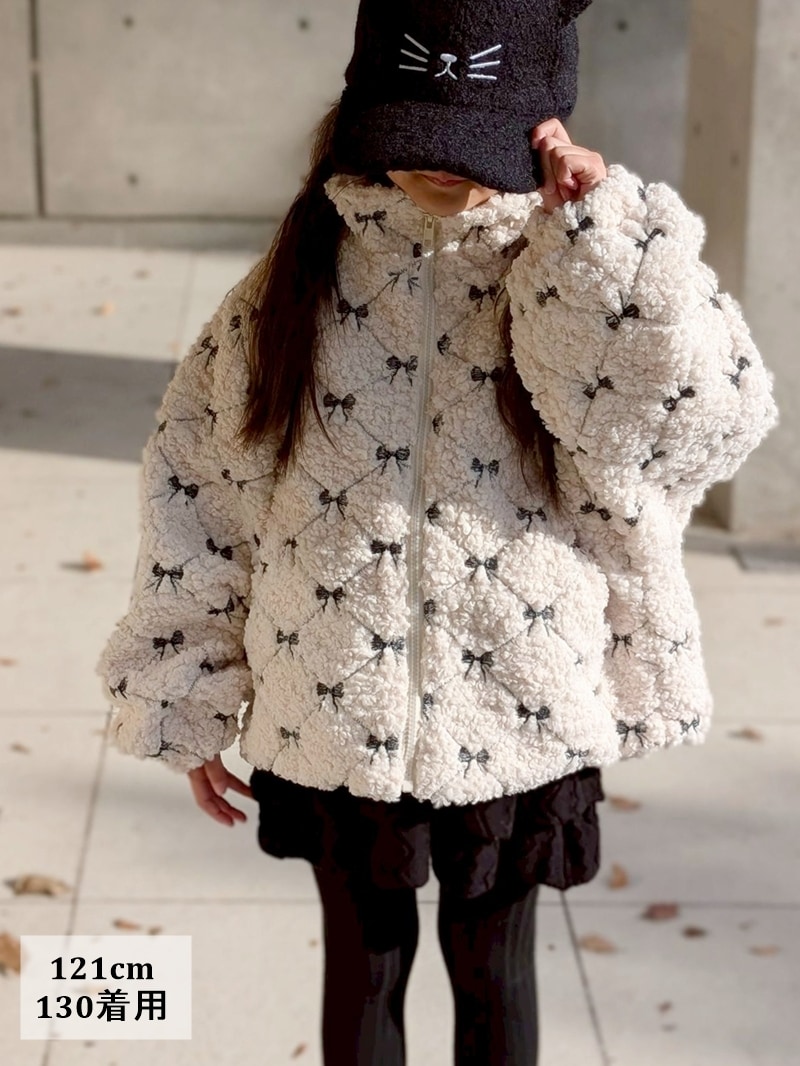 リボン刺繍 ボアコート | キッズ,女の子,アウター ジャケット | Laulea