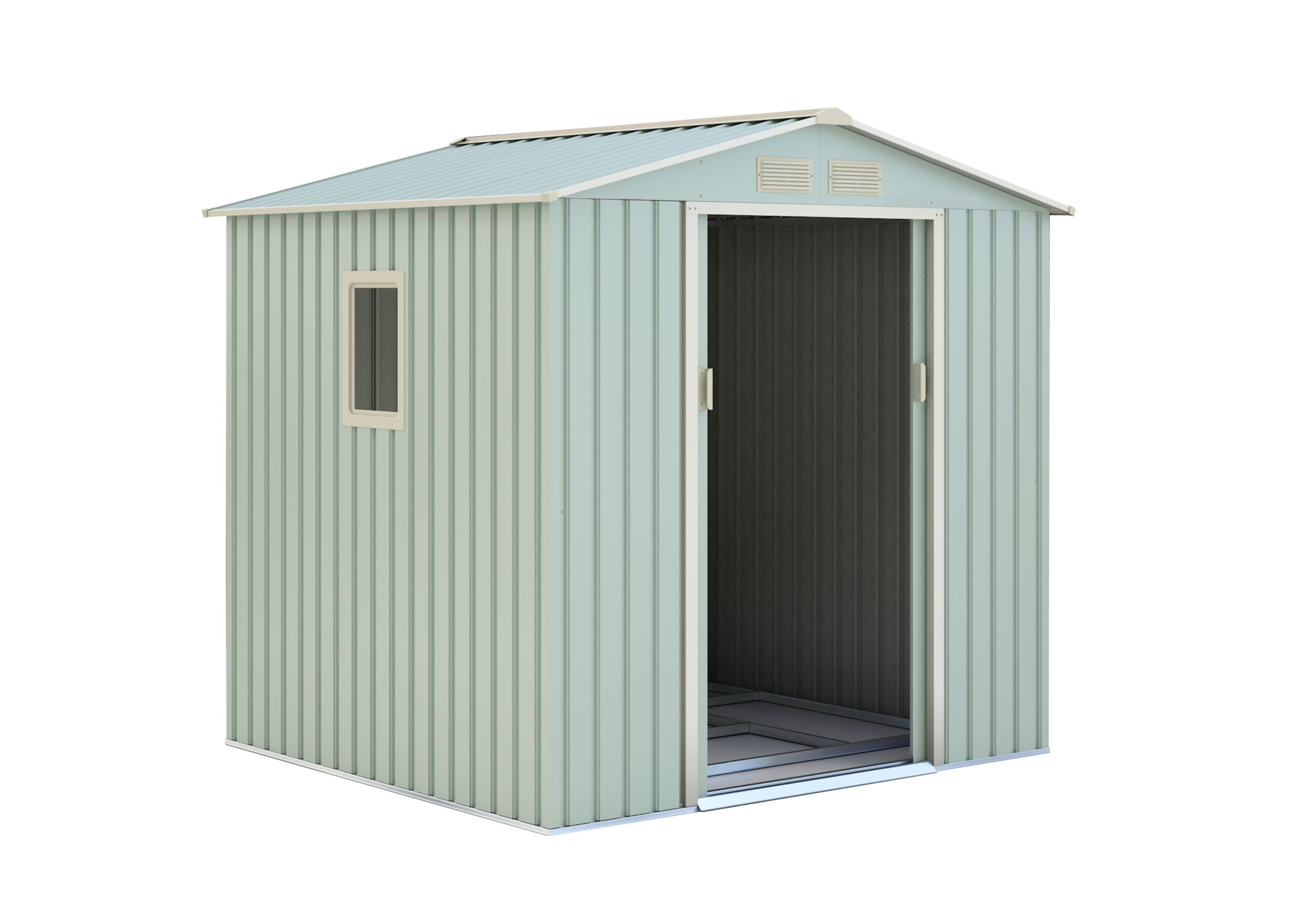 イングリッシュグレイハウンド 真鍮製 オブジェ 大型置物　② メタルシェッド 物置小屋 003 ライトグリーン＆ベージュ 約1.1坪