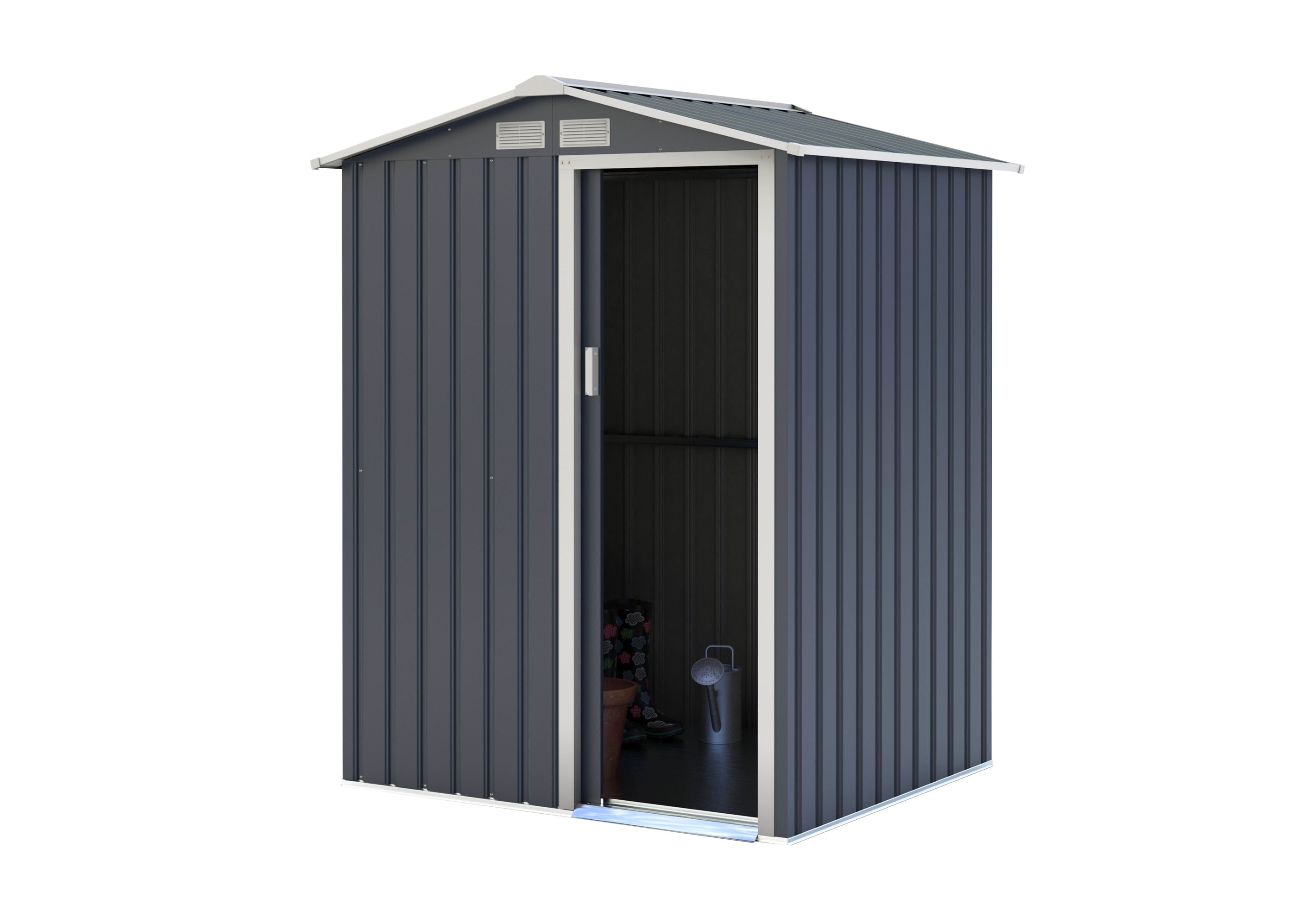 メタルシェッド 物置小屋 009 ダークグレー＆ホワイト 約0.5坪 収納庫