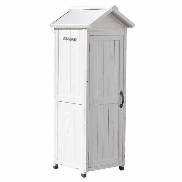 物置 木製 高さ160cm 三角屋根スリム収納庫 ホワイト KGRS1600S