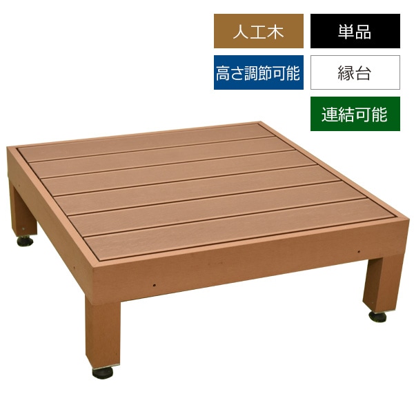 ウッドデッキ デッキ縁台 ベンチ 人工木 木製 置くだけ おしゃれ シンプル 屋外 テラス エクステリア ガーデニング ecofeel(エコフィール) 2台 90x90cm 2色対応 ウッドデッキ デッキ縁台 ステップ フェンス セット ベンチ 人工木