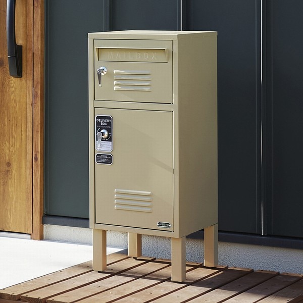 宅配BOX付ポスト（ロッカー） ベージュ (S23-0552-BE) ※北海道・沖縄