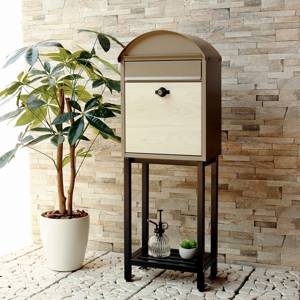 スタンドポスト Simon シモン ミルクティーベージュ/ホワイト木目 SDM