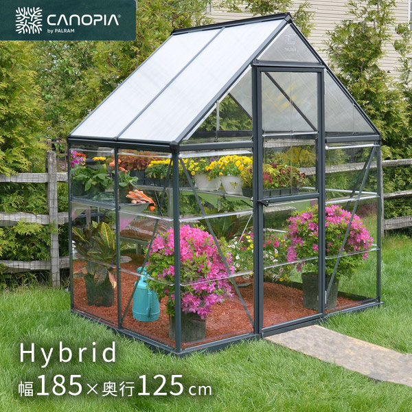 温室 パルラム社 ハイブリッド 6×4 グレー 幅185×奥行125cm グリーン