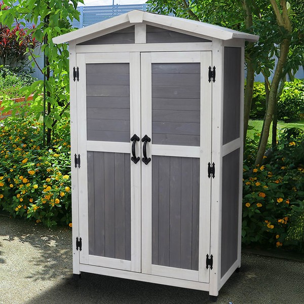 物置 木製 三角屋根収納庫 グレー 高さ160cm (KGRS1600-2GRY) ※北海道+