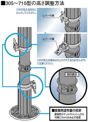 フクビ マルチポスト 575型（調整幅：420～585mm）（MPST575