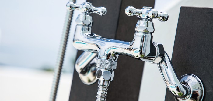 混合水栓 クロムメッキ付属品なし2個 シャワーヘッド付水栓金具 混合水栓用 カランパイプなし (PF-S9-M-N-2