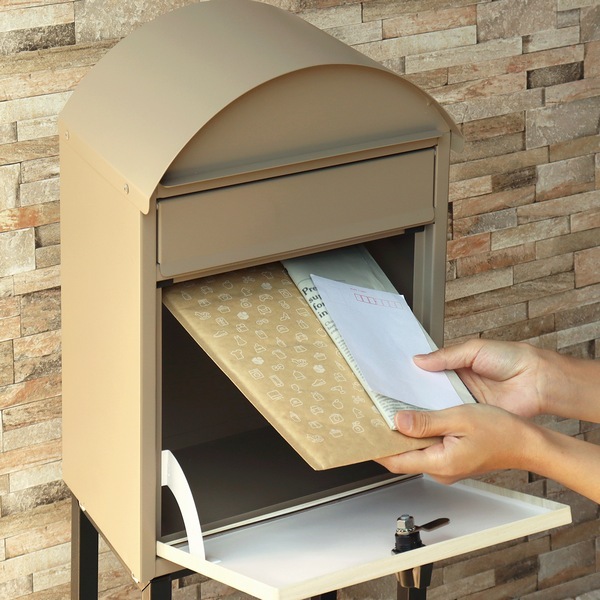 スタンドポスト Simon シモン ミルクティーベージュ/ホワイト木目 SDM