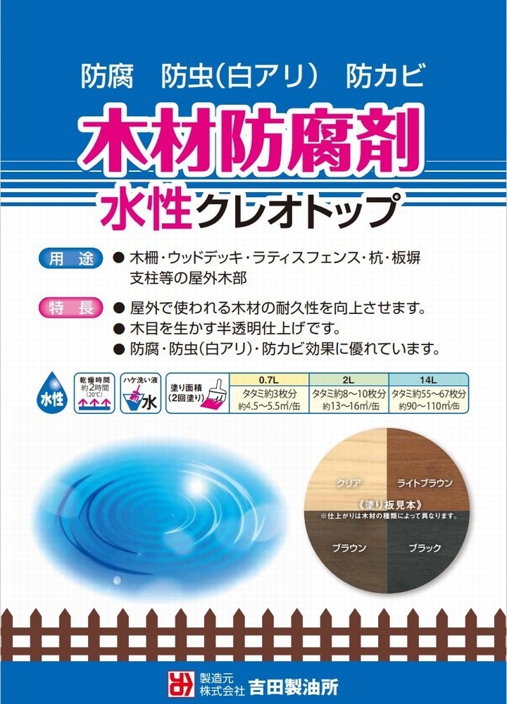 木材防腐剤 水性クレオトップ 14L（クリア） ※法人限定 ※北海道・九州