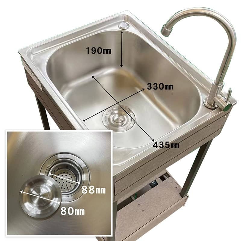 人工木ガーデンシンク 小 ブラウン 幅50cm 水栓金具付き ※訳あり品