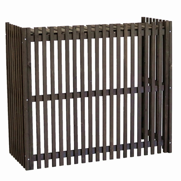 エアコン室外機カバー 幅102.5 ダークブラウン 縦格子 (AC-M1025DBR