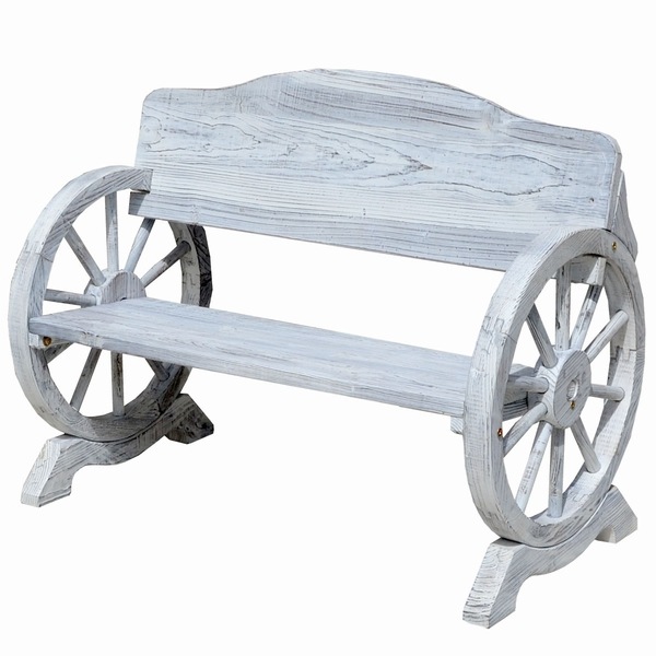 ベンチ 木製 車輪ベンチ 幅110cm ホワイト (WB-1100WHT) ガーデン 