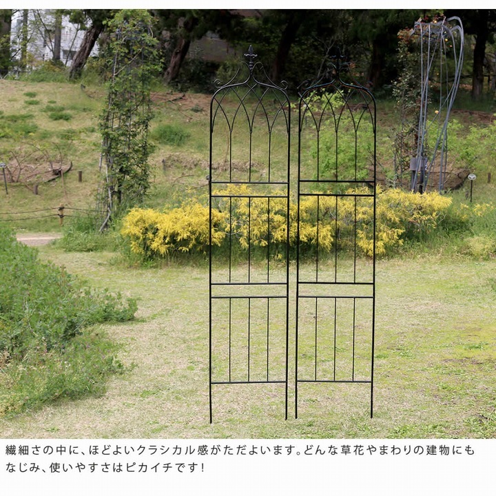 アイアンフェンス ハイタイプ 幅40×高さ200cm 2枚組 ブラック drape