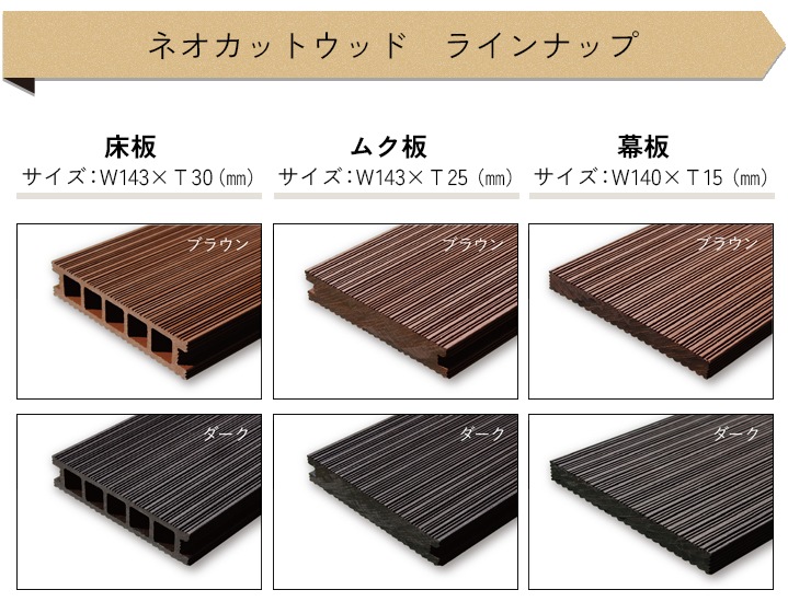 ネオカットウッド ZENムク材床板 L1793 W143×T25×L1793 ブラウン(B