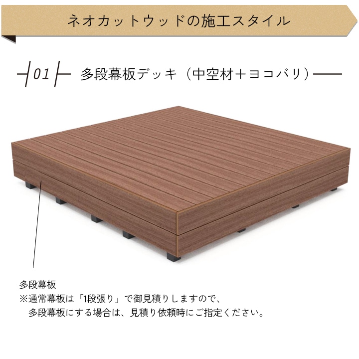 ネオカットウッド ZENムク材床板 L1793 W143×T25×L1793 ブラウン(B