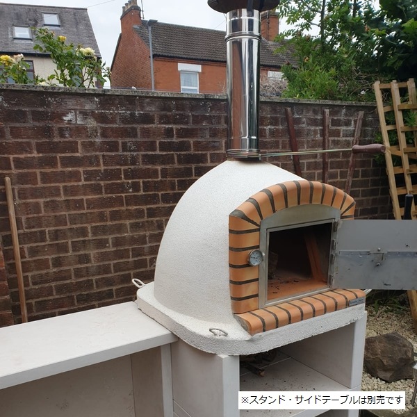 ピザ窯 薪式 ビスコット石仕様 ピザ窯 屋外用 サイズ90 スプリーム 煙突付 薪火オーブン 完成品