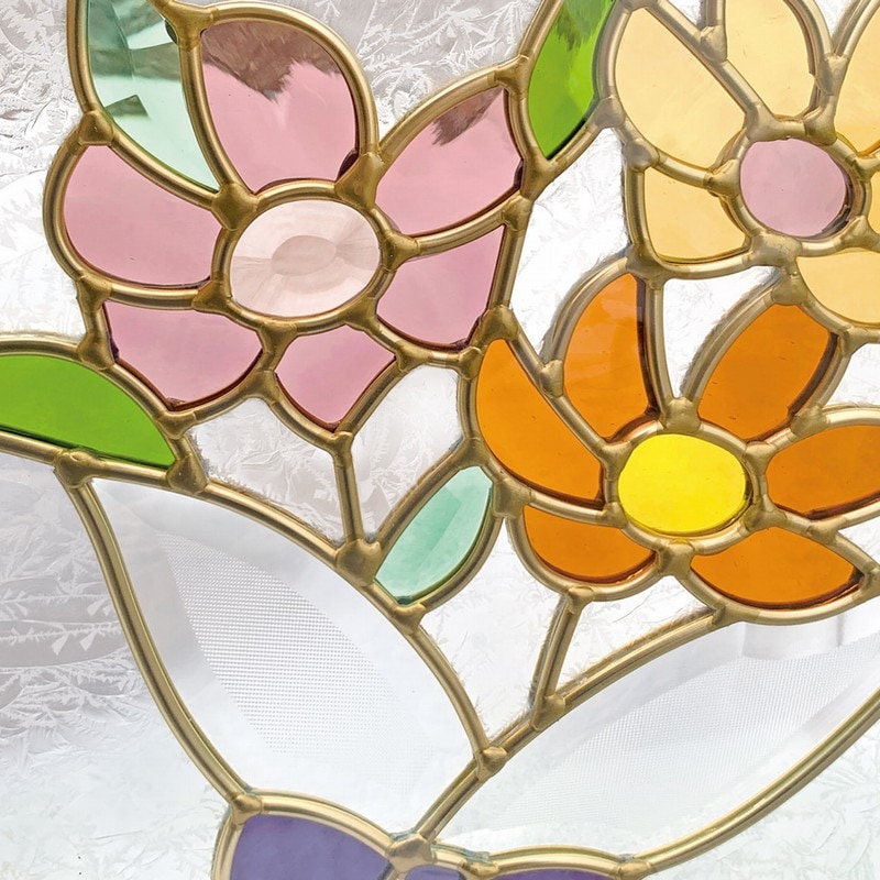 ステンドグラス (SH-E22) 300×300×18mm デザイン ピュアグラス （約3kg