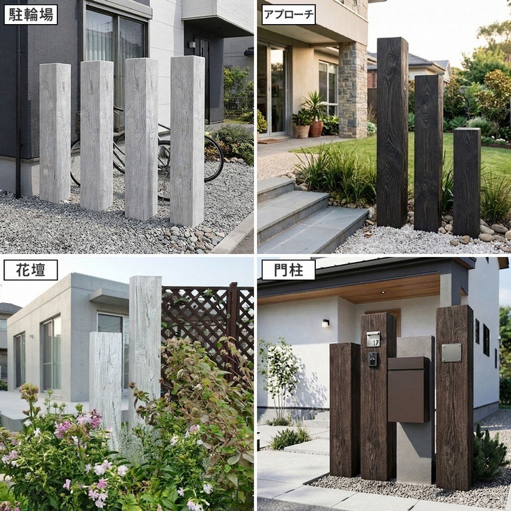 FRP製 高耐久枕木 高さ190cm DURRA アンティークホワイト 2本セット
