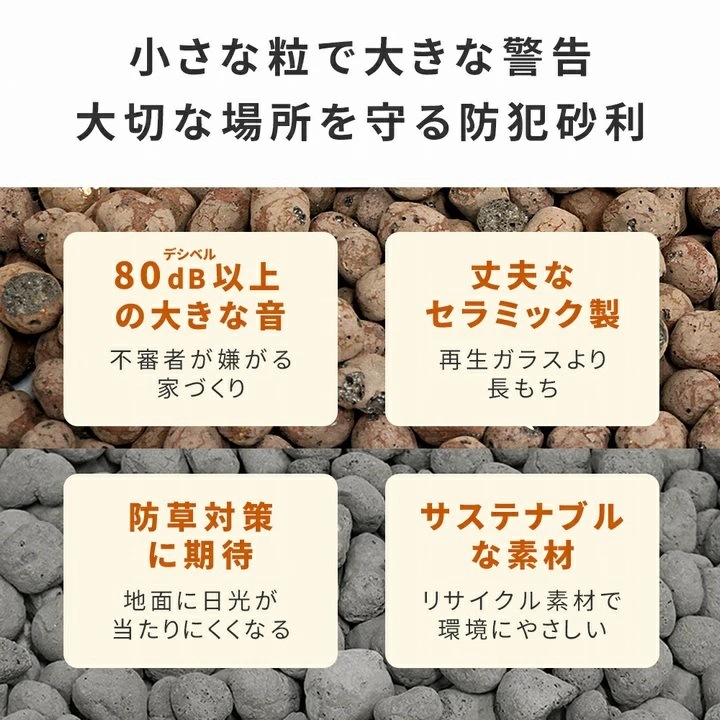 セラミック防犯砂利 グレー 20L 約0.5平米 8.5～9.5kg (EXBJ-20L-GRY