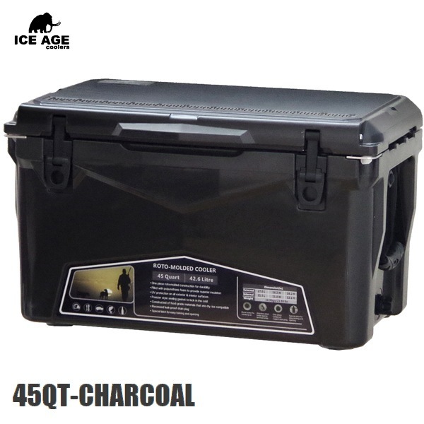 クーラーボックス ICE AGE cooler 42.6L （チャコール） 45QT アイス 