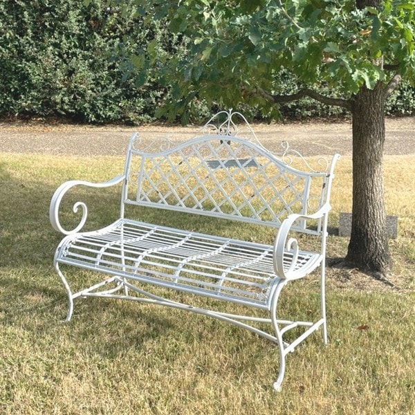 ホワイトガーデンベンチ　ホワイト ガーデンベンチ ホワイト 幅114cm (6057) 白 アイアン ※送料見積