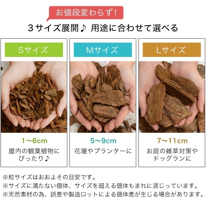 パインバークチップ 50リットル Mサイズ 2袋セット （2平米分