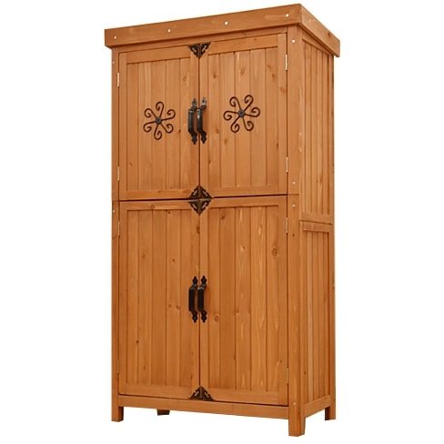 【新品】ガーデニング大型収納庫 木製で頑丈 新品】ガーデニング大型収納庫 木製で頑丈