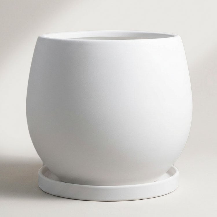 植木鉢 釉薬陶器製 インテリアポット オスト ボール マットホワイト