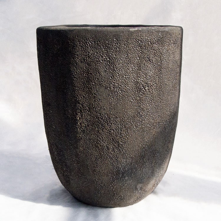 植木鉢 釉薬陶器製 大型 ボルカーノ トールラウンド Fブラック
