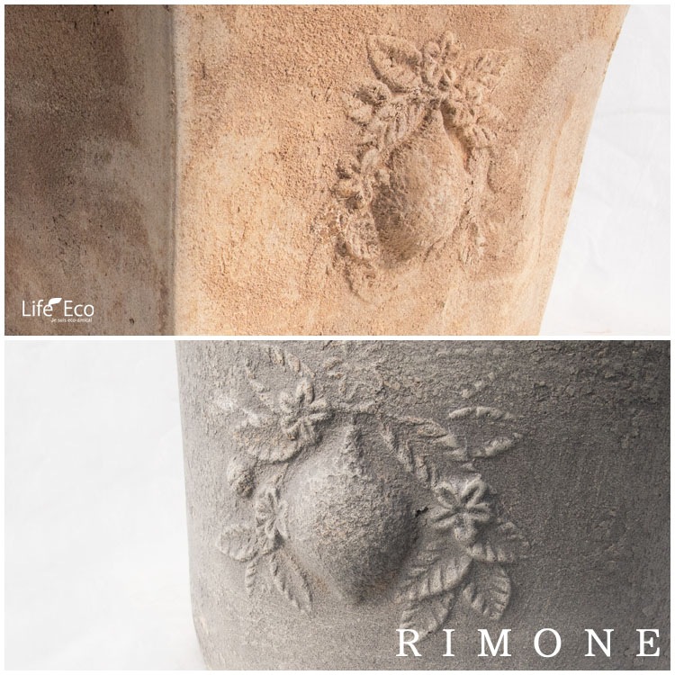 植木鉢 テラコッタ製 アンティーク調 素焼き鉢 リモーネ ラウンド アンティコ（ベージュ） / φ43.5cm×H37.5cm（14号）【送料F】