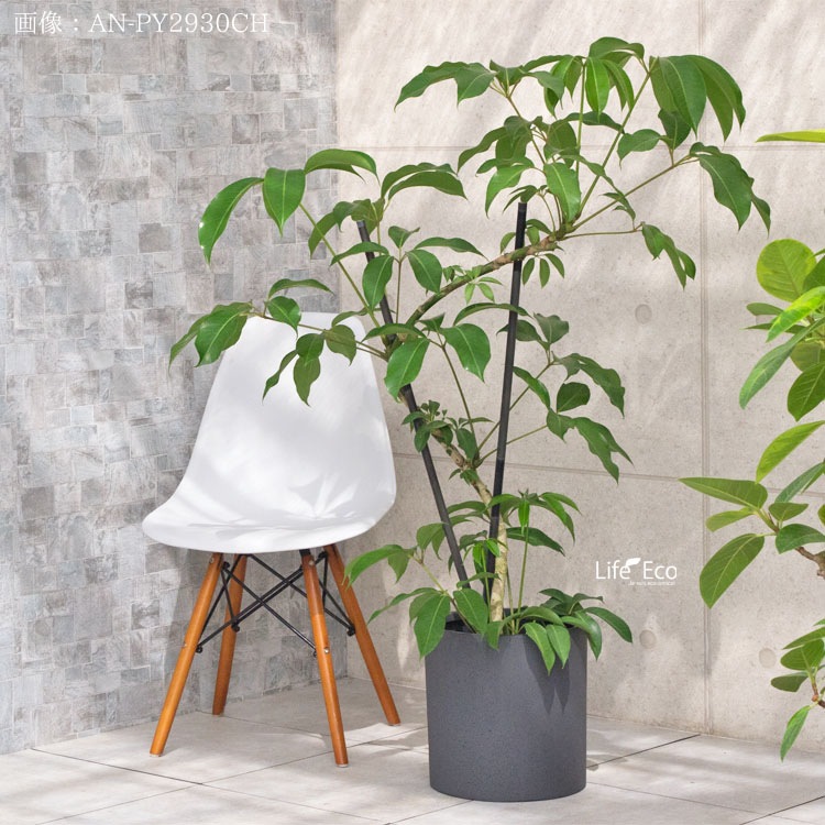 鉢カバー 大型軽量 ポリッシュ シリンダー チャコール（ブラック 黒） / φ43cm×H42.5cm（14号）【送料F】