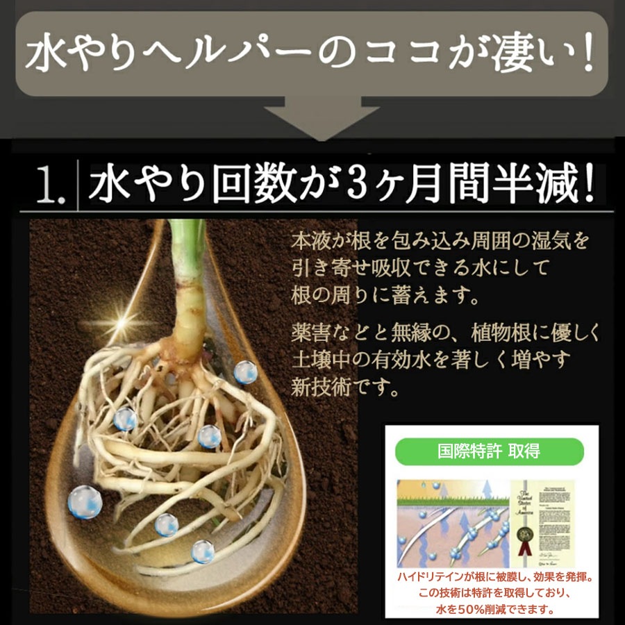 旅行 出張 不在 植物管理 水やり自動 らく 水やり当番 水やり回数半減 水やりヘルパー　200ml お手軽タイプ／植物用土壌保水剤 保湿材【送料L】