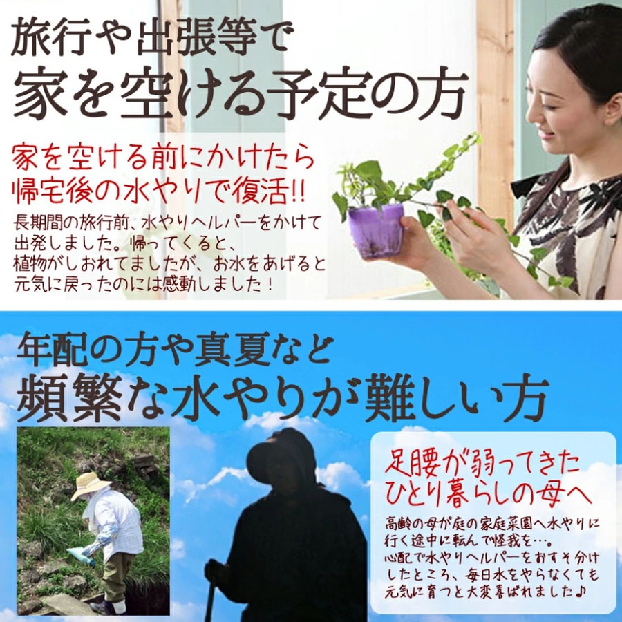 旅行 出張 不在 植物管理 水やり自動 らく 水やり当番 水やり回数半減 水やりヘルパー　200ml お手軽タイプ／植物用土壌保水剤 保湿材【送料L】