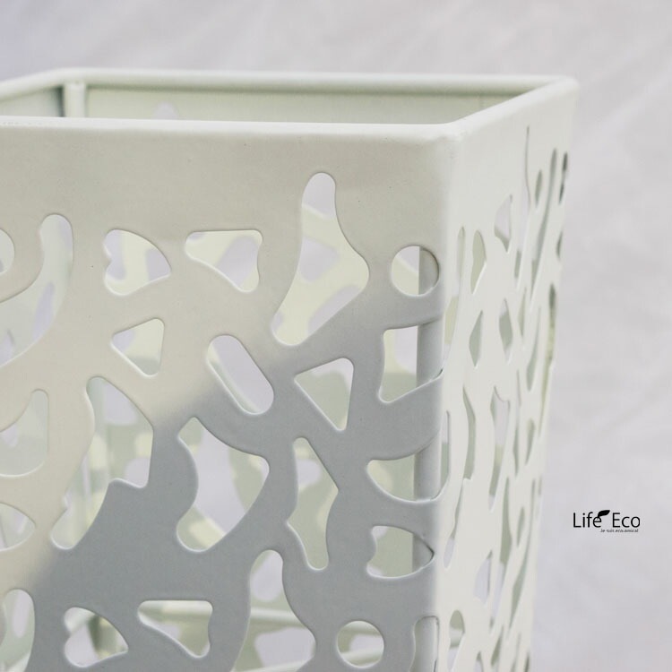 柄抜デザインスタンド（フラワースタンド・花台・演台） アイアン スクエア 角型 ホワイト（白） 048545 (□23cm×H120cm) 【送料F】