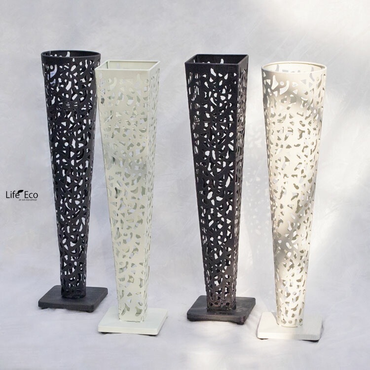 柄抜デザインスタンド（フラワースタンド・花台・演台） アイアン スクエア 角型 ホワイト（白） 048545 (□23cm×H120cm) 【送料F】