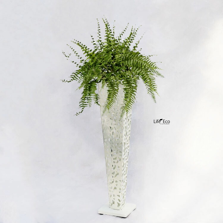 柄抜デザインスタンド（フラワースタンド・花台・演台） アイアン スクエア 角型 ホワイト（白） 048545 (□23cm×H120cm) 【送料F】