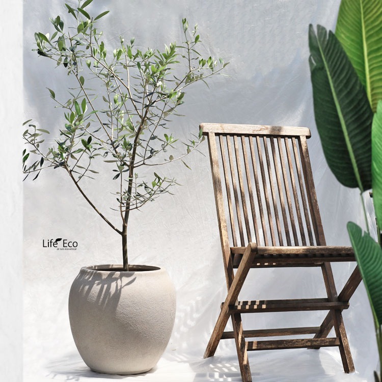 植木鉢 軽量大型 FRP製 ルノ ジャー アンティークホワイト（白） / φ36cm×H35cm（12号）【送料E】
